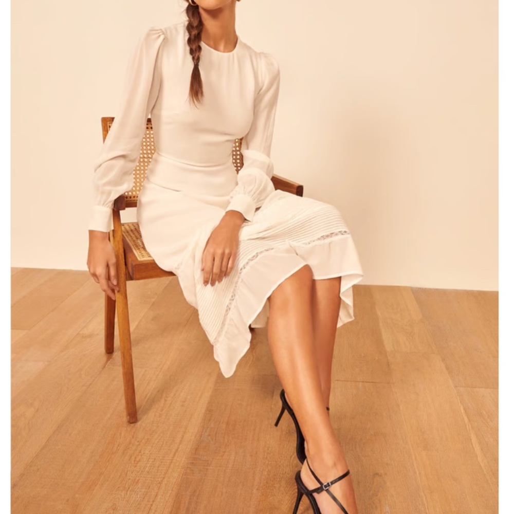 Reformation Cream Midi Dress